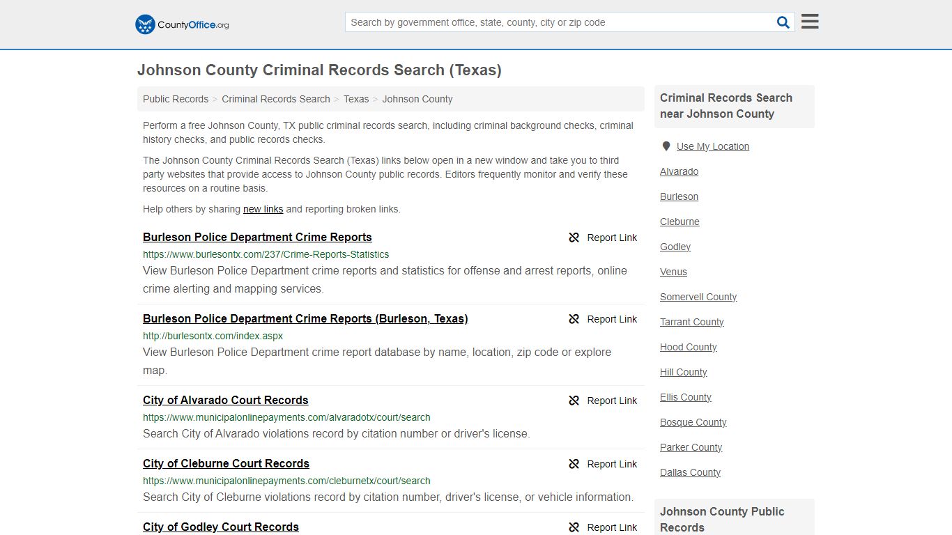 Johnson County Criminal Records Search (Texas) - County Office