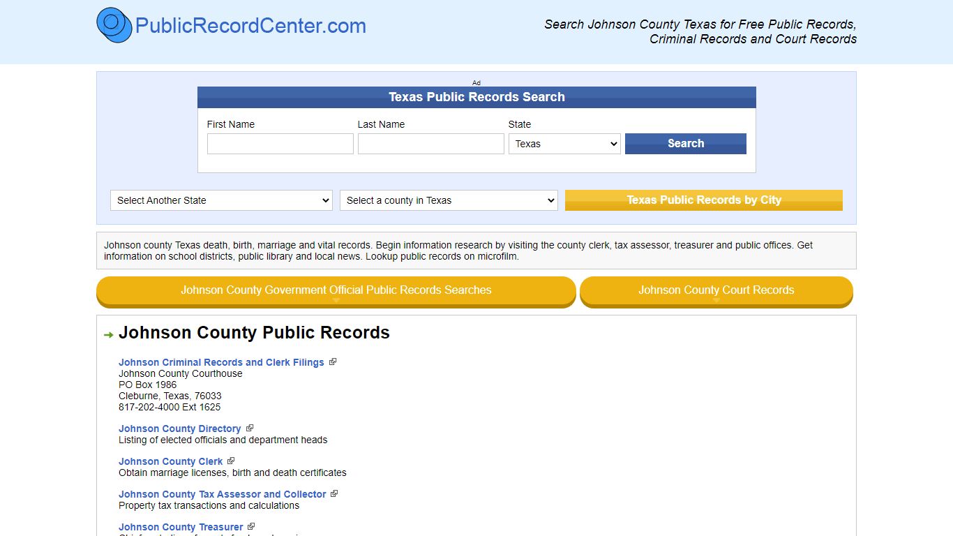 Johnson County Texas Free Public Records - Court Records - Criminal Records