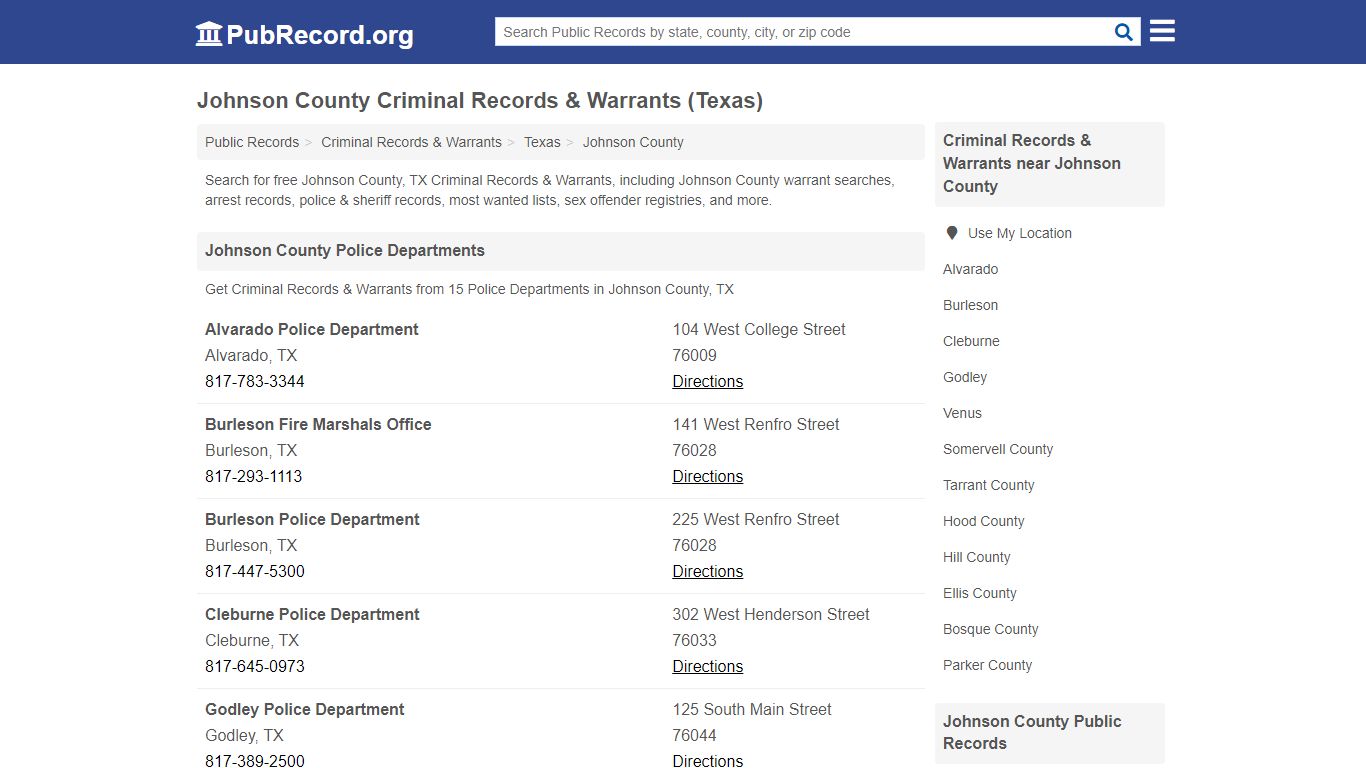 Johnson County Criminal Records & Warrants (Texas)